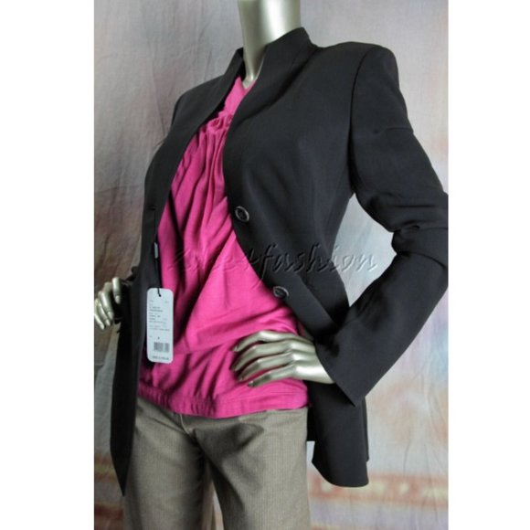 $3700 New AKRIS Mocha Dark Brown High Collar Stretchy Wool Tender Jacket 6 - Picture 3 of 6